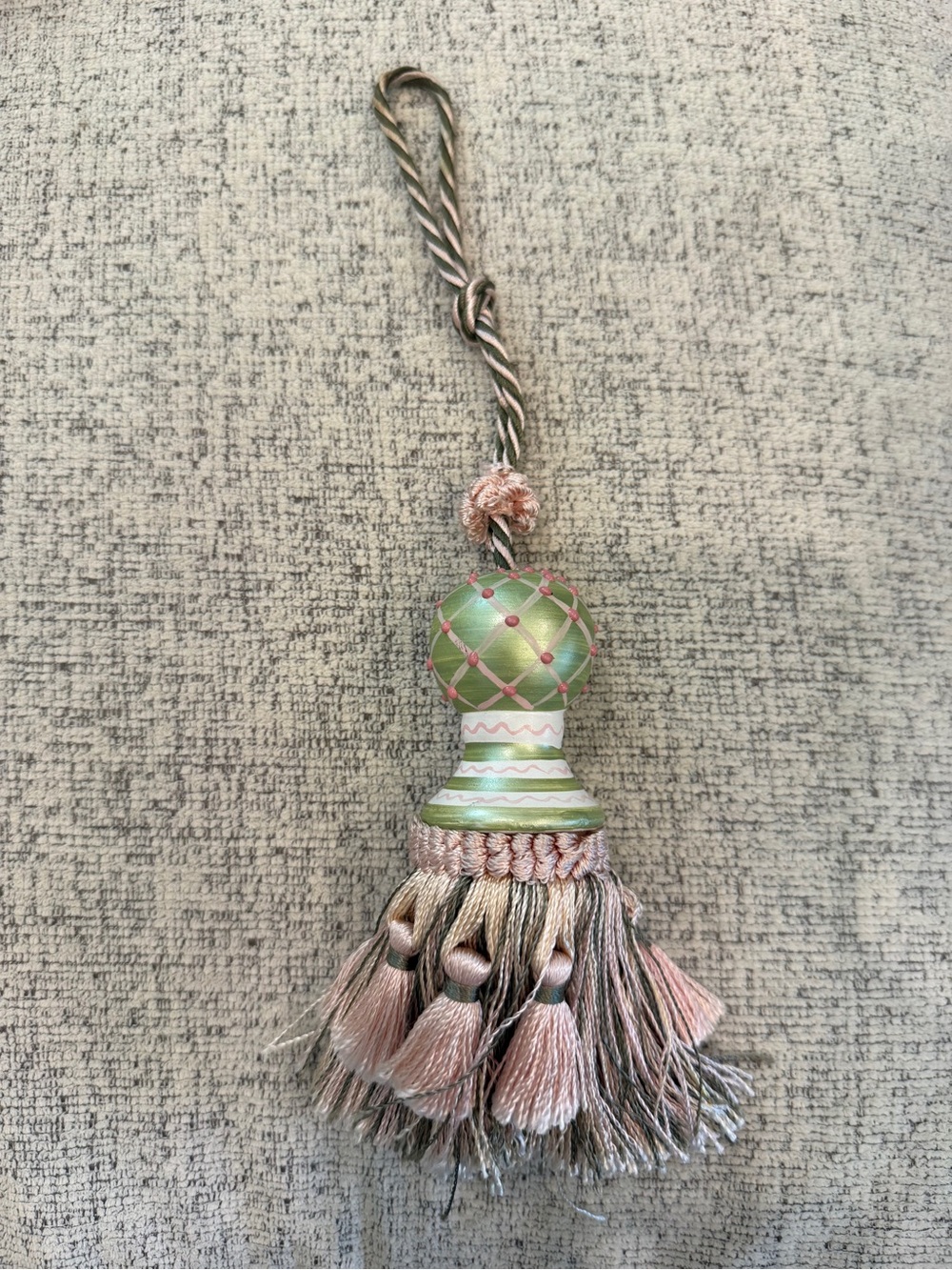 Decorative Tassel Ornament in Sage Green and Blush